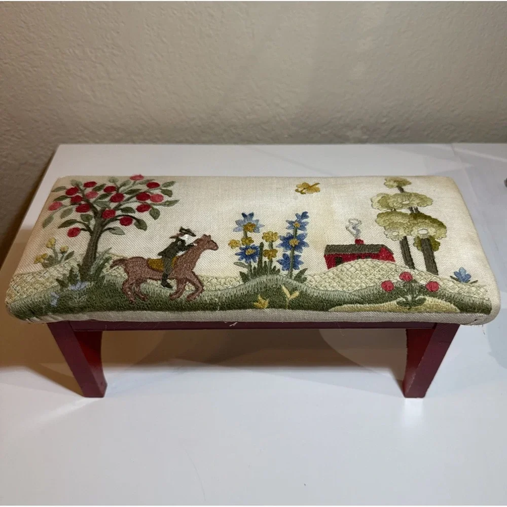 Vintage needlepoint footstool